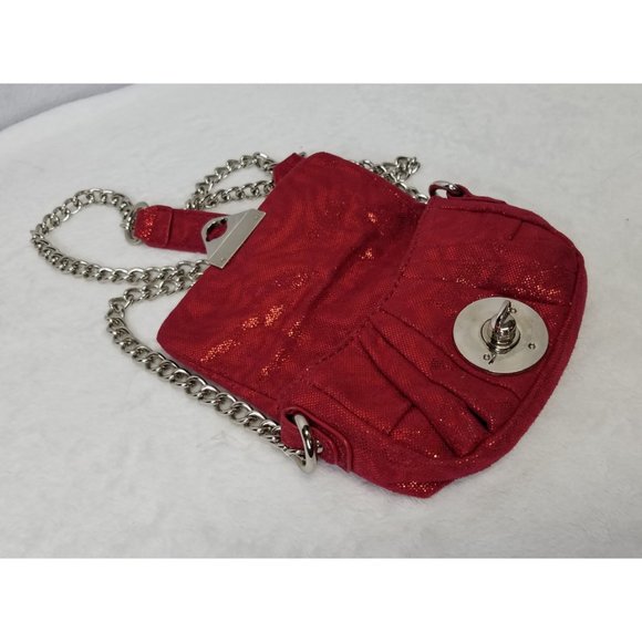 Apt 9 Purse Handbag Red Glitter Chain Shoulder - Picture 2 of 4